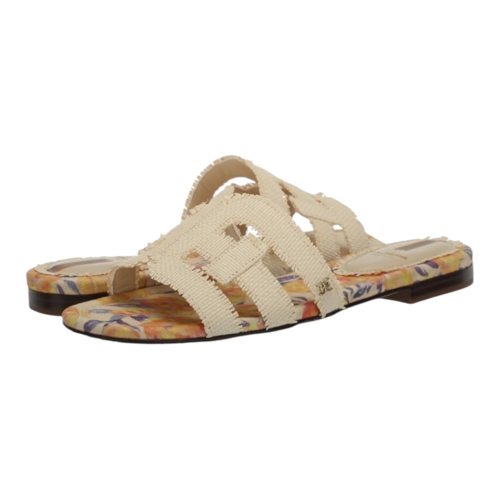 Sam Edelman Bay‎ Fray Wheat Weave Slides Sandals Women's Size 5 Floral Print NIB - Picture 6 of 9